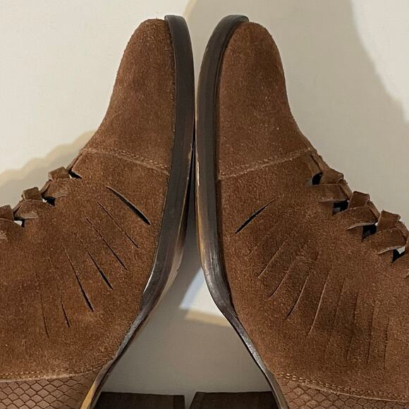 Free People Ankle Booties Suede Block Heel Dark Brown Women's Size 7.5 - Picture 11 of 13